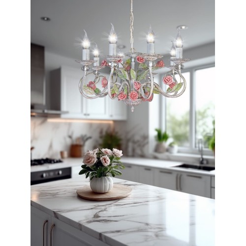 Люстра подвесная с цветами интерьерная S1132-8