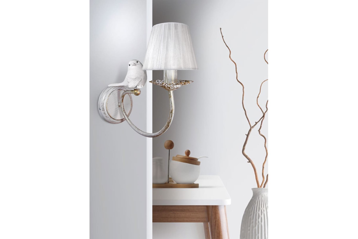 Бра с птичками и абажуром Петрасвет S1294-1