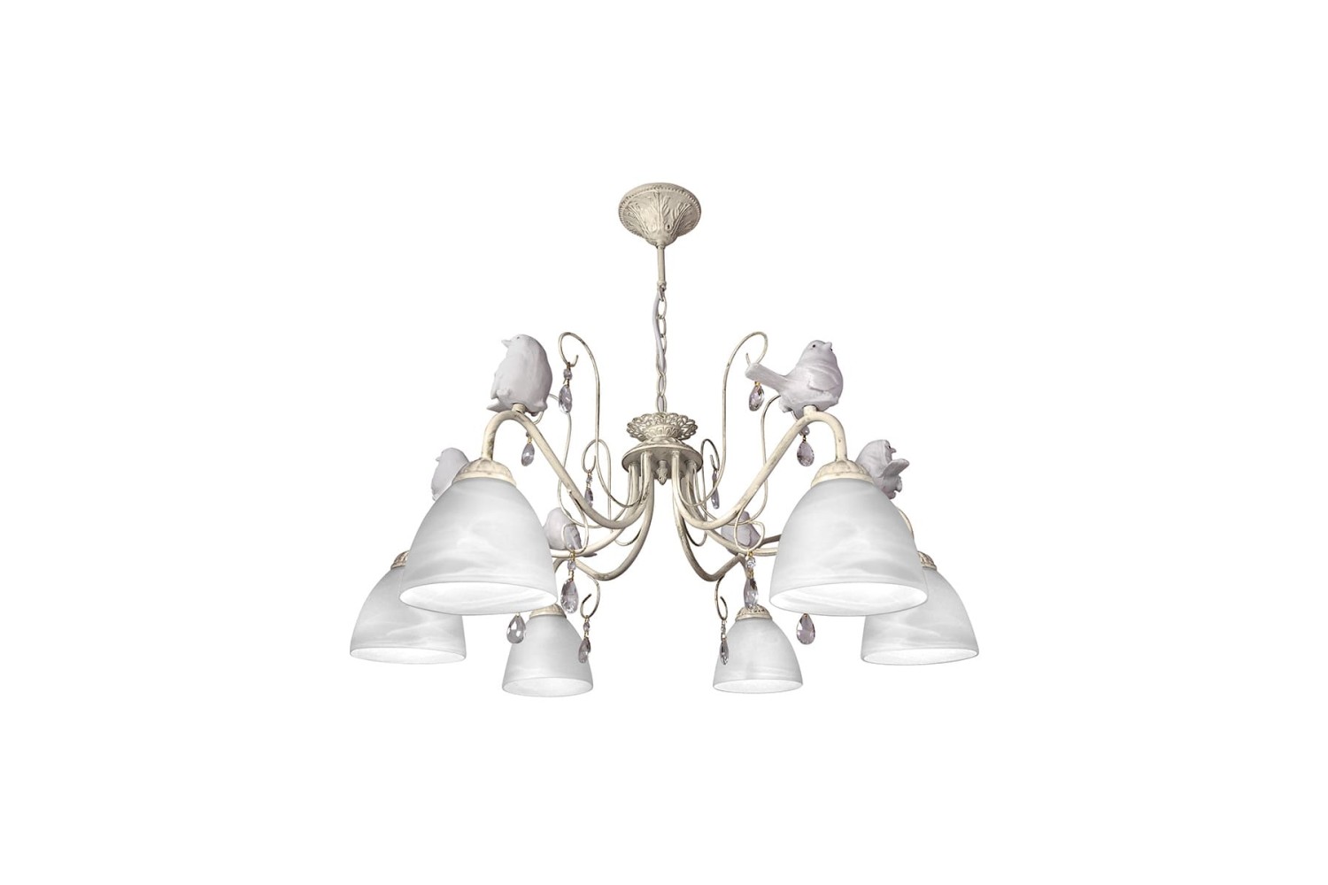 Люстра с птичками 6 плафонов с хрусталем Петрасвет S2615-6