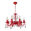 Люстра красная подвесная 8 ламп хрусталь Аврора S1242-8