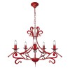 Люстра подвесная красная 5 рожковая хрусталь S3129-5