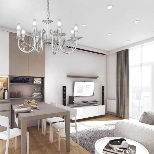 Люстра с хрусталем подвесная 8 ламп S1170-8