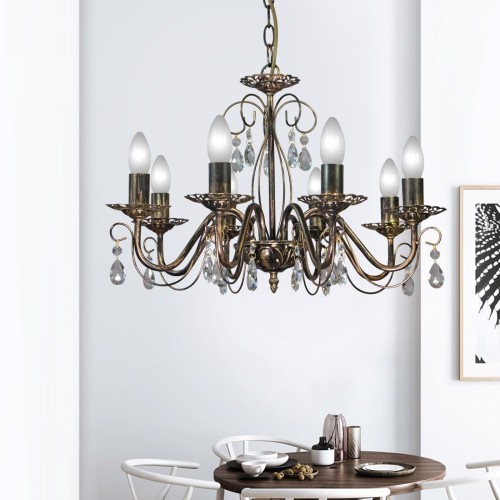 Люстра подвесная 8 ламп хрусталь Аврора S1154-8