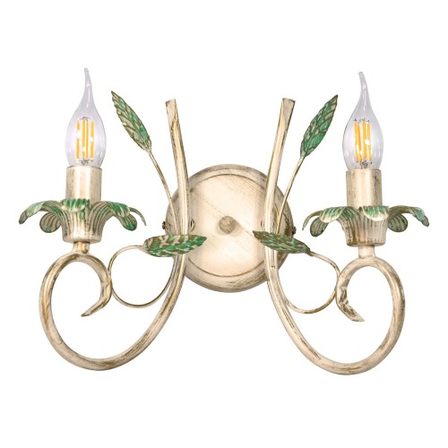 Бра с листочками 2 лампы класическая флористика S1287-2