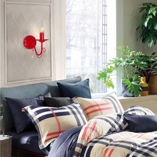 Бра настенные красные с хрустальными подвескамия S1242-1