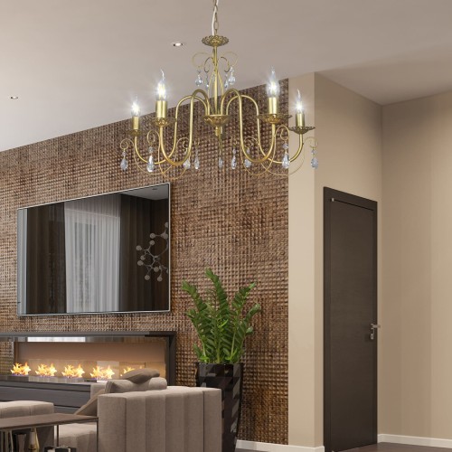 Люстра с хрусталем подвесная 5 ламп S1255-5