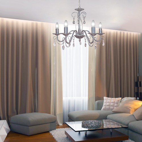 Люстра подвесная 5 ламп хрусталь Аврора S1244-5