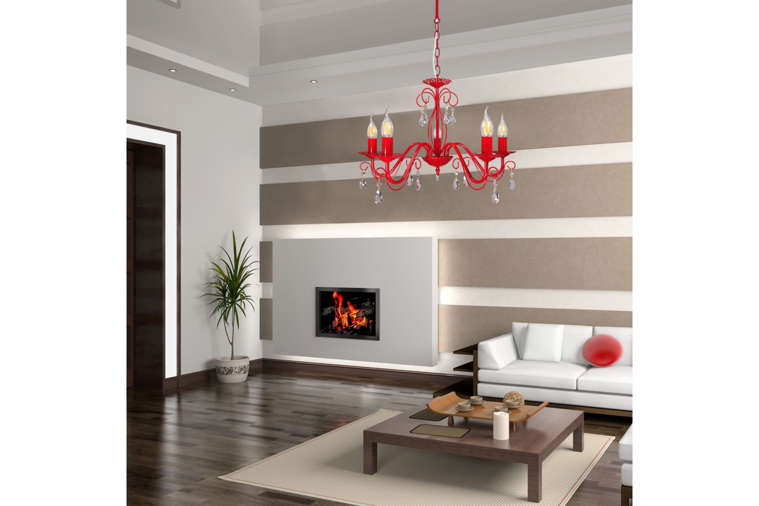 Люстра красного цвета